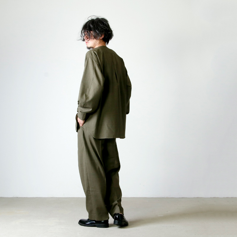 MARKAWARE (マーカウェア) NO COLLAR PULL OVER SHIRT / ノーカラープルオーバーシャツ