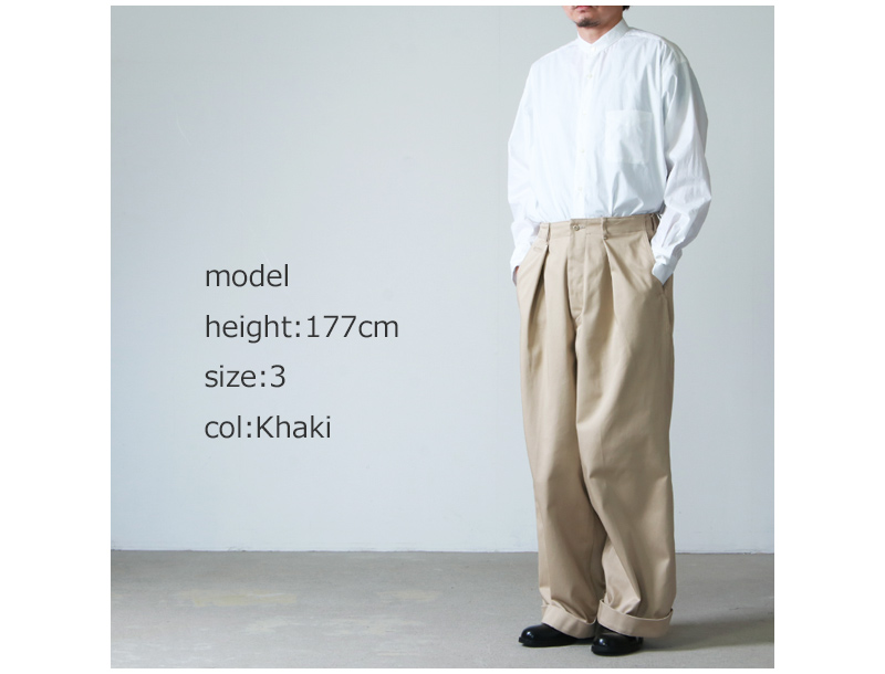 MARKAWARE マーカウェア DRY TWILL 41 KHAKI WIDE - スラックス