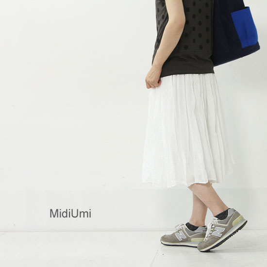 MidiUmi (ミディウミ) コットンリネンギャザースカート