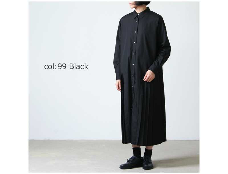 Mizuiro Ind ミズイロインド プリーツスリーブワイドシャツワンピース