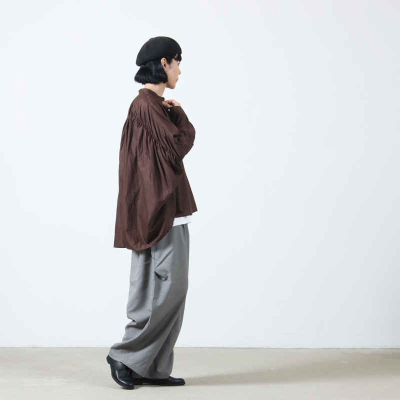 mizuiro ind (ミズイロインド) バックギャザーワイドシャツ
