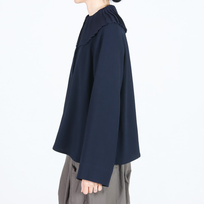 mizuiro ind(ミズイロインド) プリーツカラーシャツプルオーバー