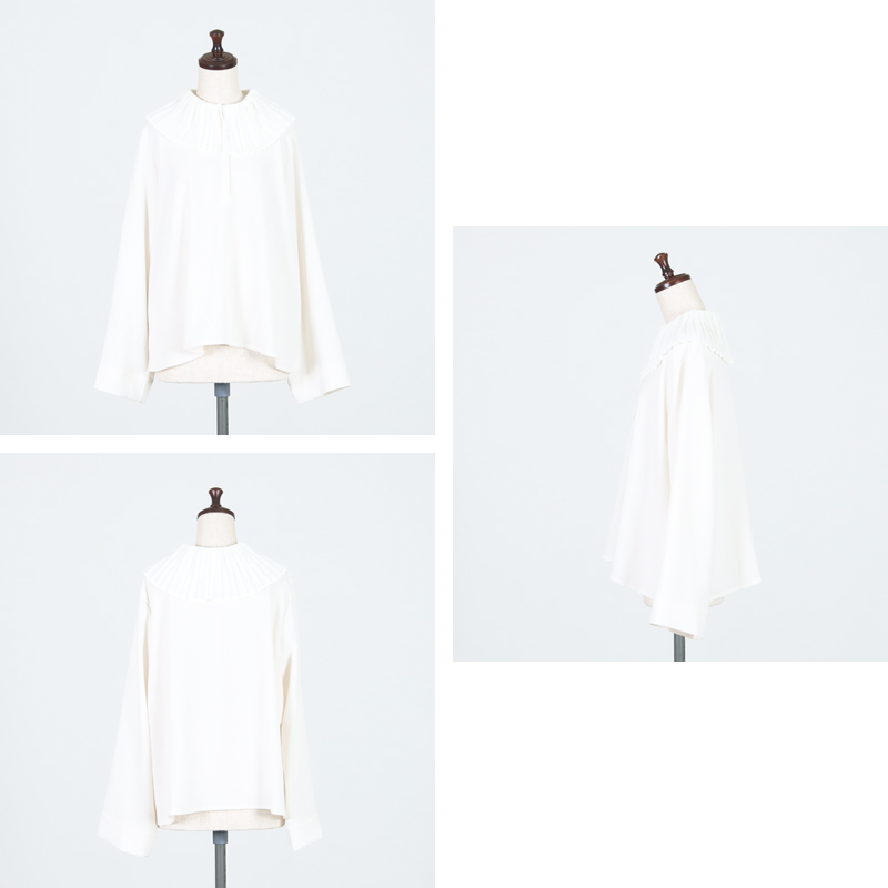 mizuiro ind(ミズイロインド) プリーツカラーシャツプルオーバー