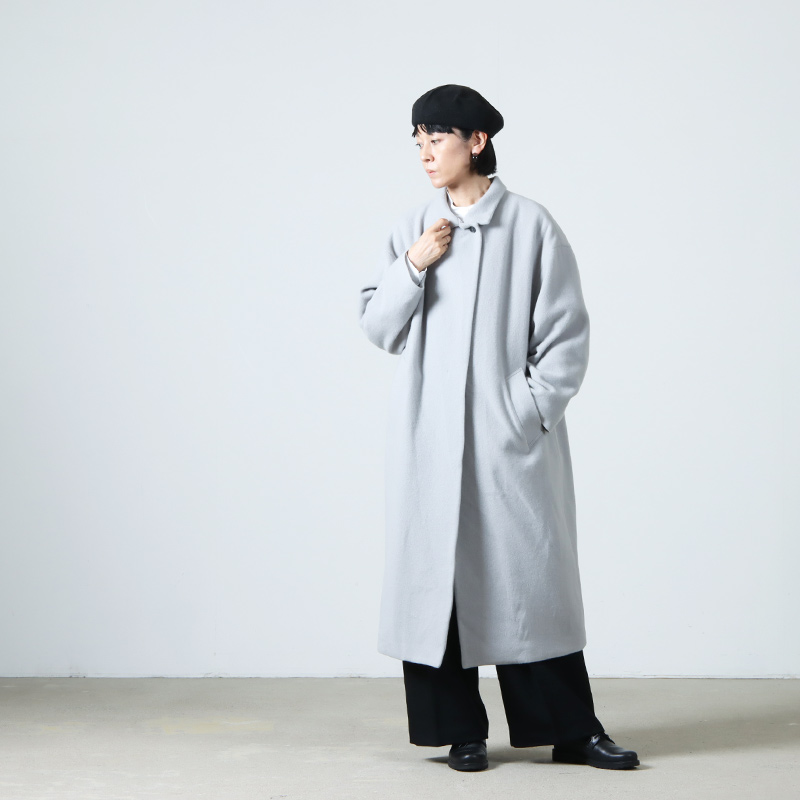 mizuiro ind(ミズイロインド) ウールブレンドスタンドカラーコート