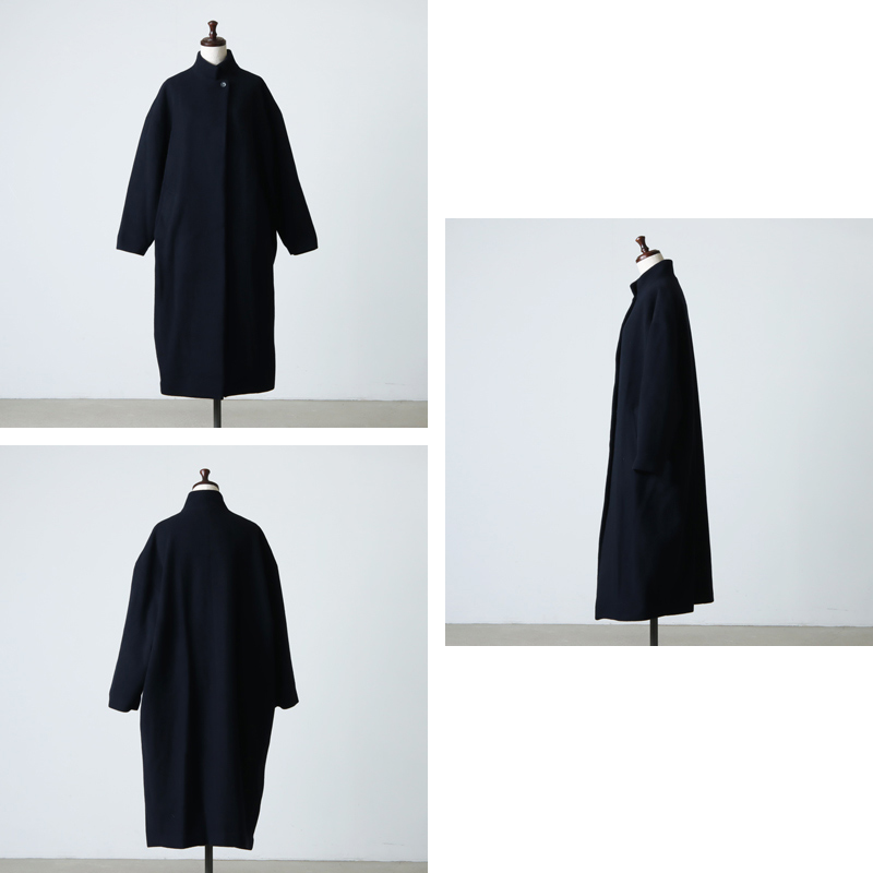 mizuiro ind(ミズイロインド) ウールブレンドスタンドカラーコート