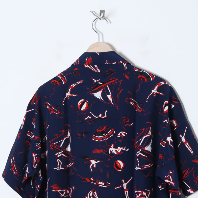 N.HOOLYWOOD エヌハリウッド ミスターハリウッド 22AW 日本製 OPEN COLLAR LONG SLEEVE SHIRT バンダナ柄オープンカラーハワイアンシャツ 1223-SH02-003pieces 42 ライトグレー 長袖 アロハ 開襟 22SS トップス【N.HOOLYWOOD】