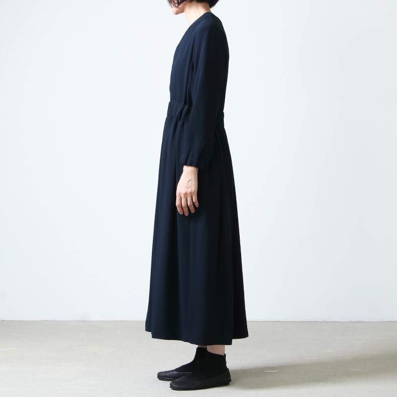 No Control Air ノーコントロールエアー アセテートポリエステル ライトクレープダブルクロス ハイウエストギャザーワンピース