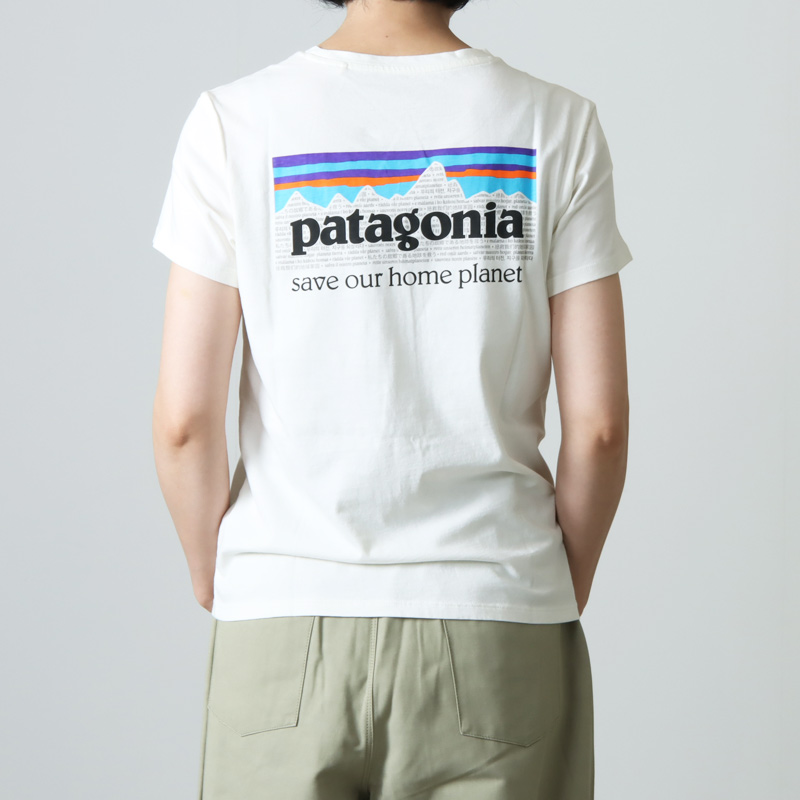 メンズpatagonia Tシャツ P-6 Logo Organic ホワイト M