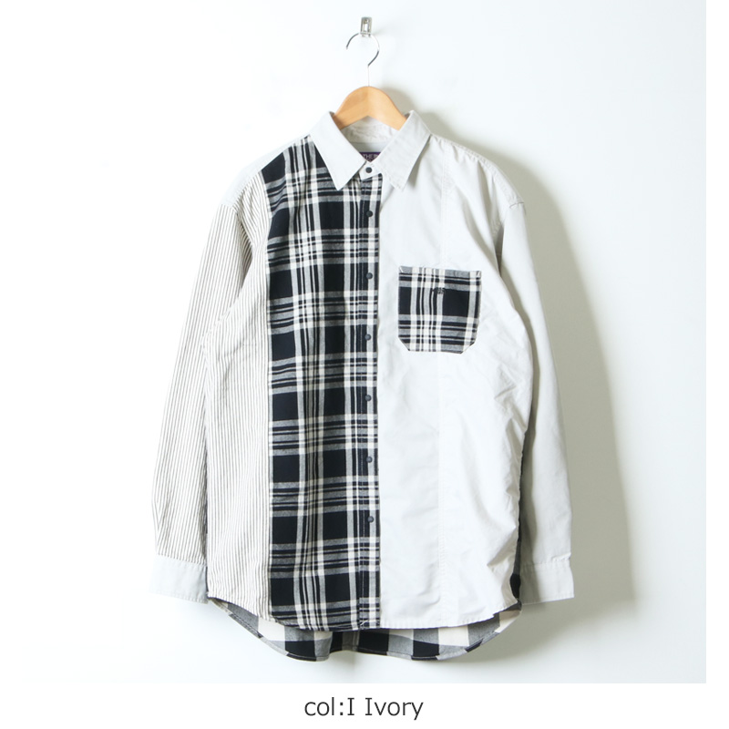 パープルレーブル Plaid Patchwork Shirt / M