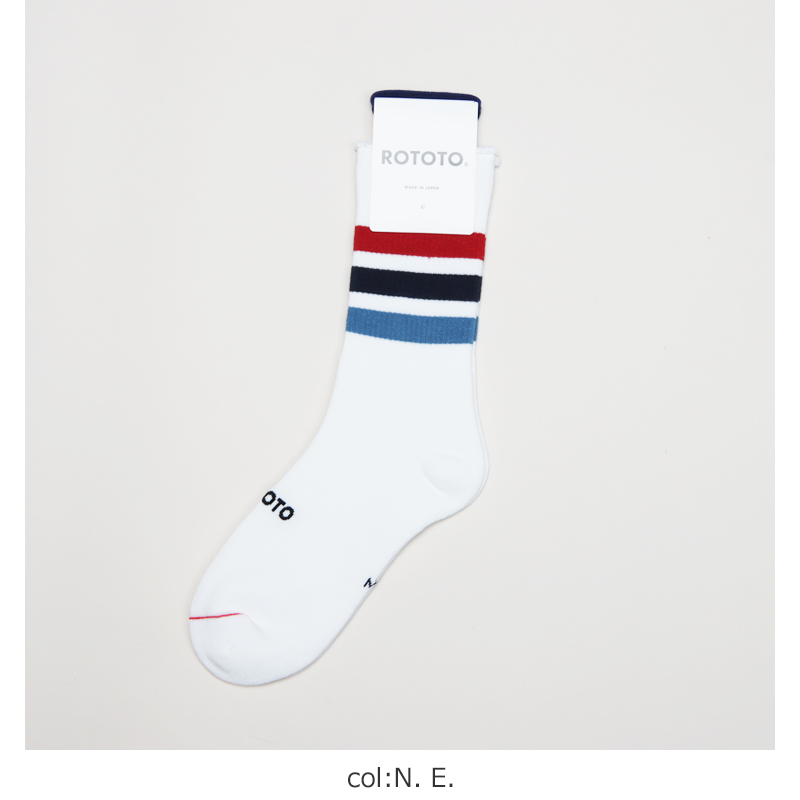 RoToTo(ȥ) FINE PILE STRIPED CREW SOCKS