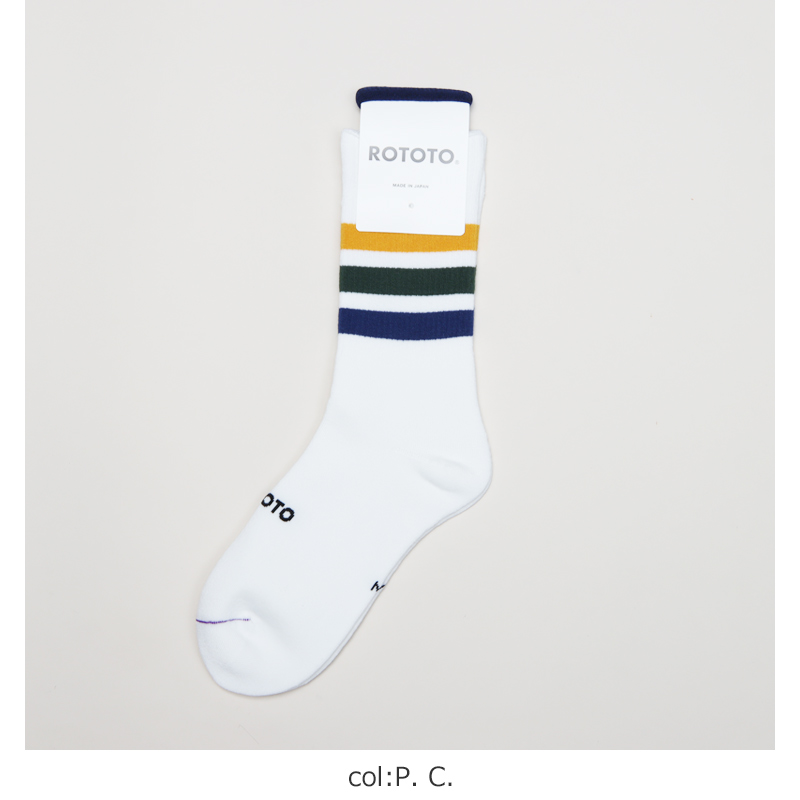 RoToTo(ȥ) FINE PILE STRIPED CREW SOCKS