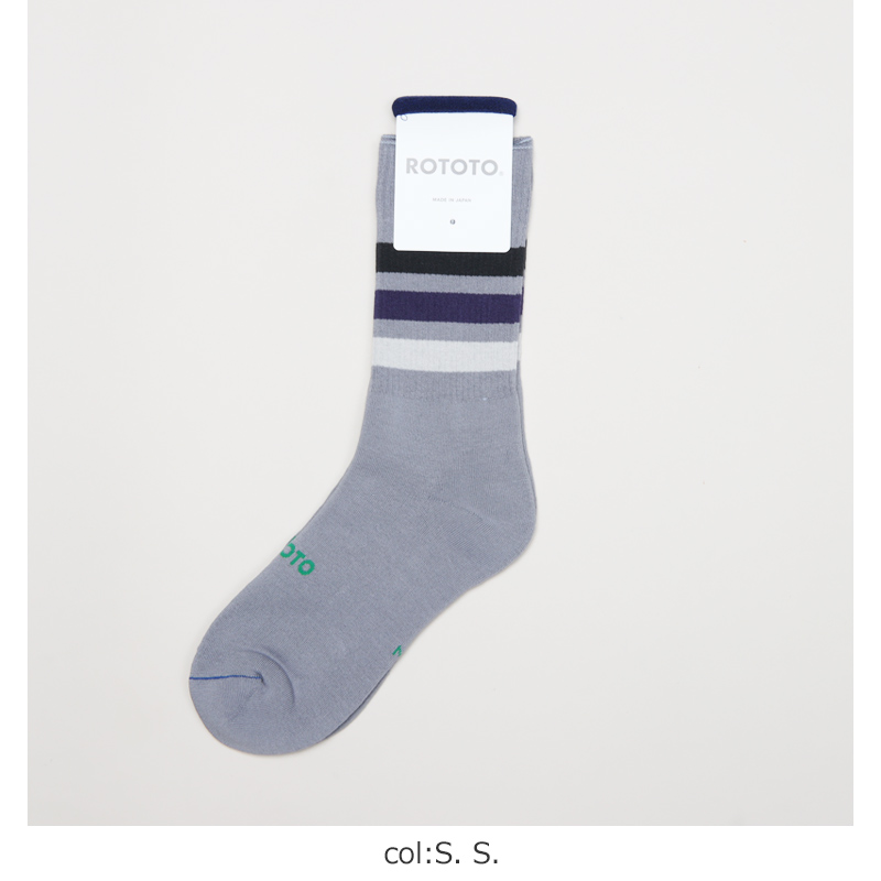 RoToTo(ȥ) FINE PILE STRIPED CREW SOCKS