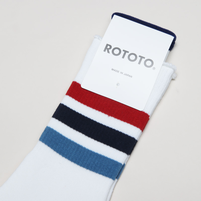 RoToTo(ȥ) FINE PILE STRIPED CREW SOCKS