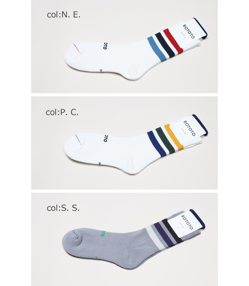 RoToTo(ȥ) FINE PILE STRIPED CREW SOCKS