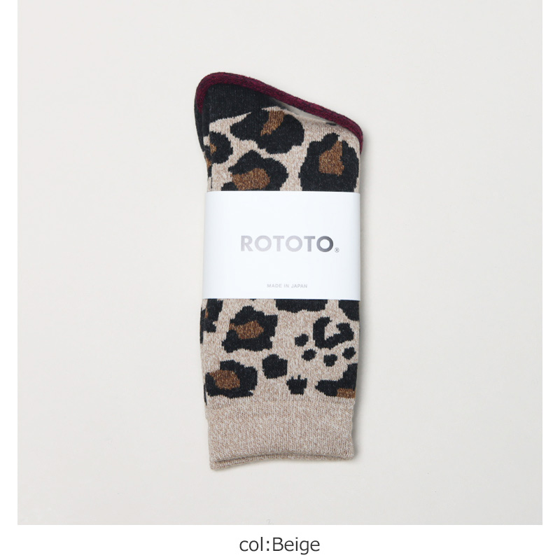 RoToTo(ȥ) PILE LEOPARD CREW SOCKS