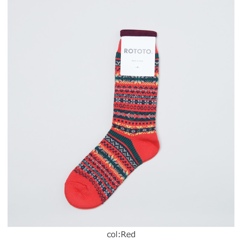 RoToTo(ȥ) JACQUARD CREW SOCKS FAIRISLE