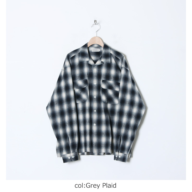 SEDAN ALL-PURPOSE (セダンオールパーパス) Brushed Ombre Plaid Open Collar Shirt /  ブラッシュドオンブレプレイドオープンカラーシャツ