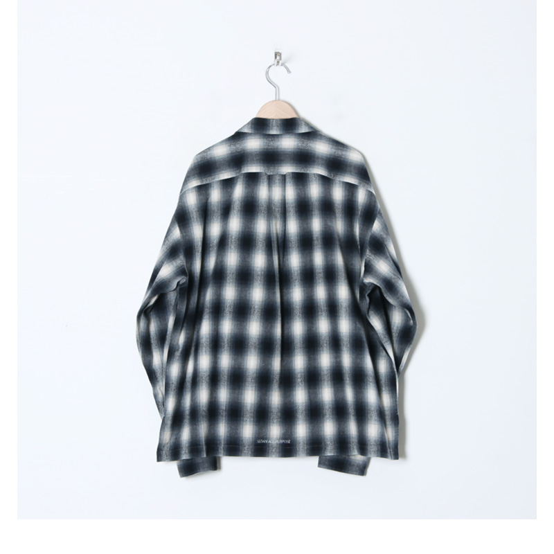 SEDAN ALL-PURPOSE (セダンオールパーパス) Brushed Ombre Plaid Open Collar Shirt /  ブラッシュドオンブレプレイドオープンカラーシャツ