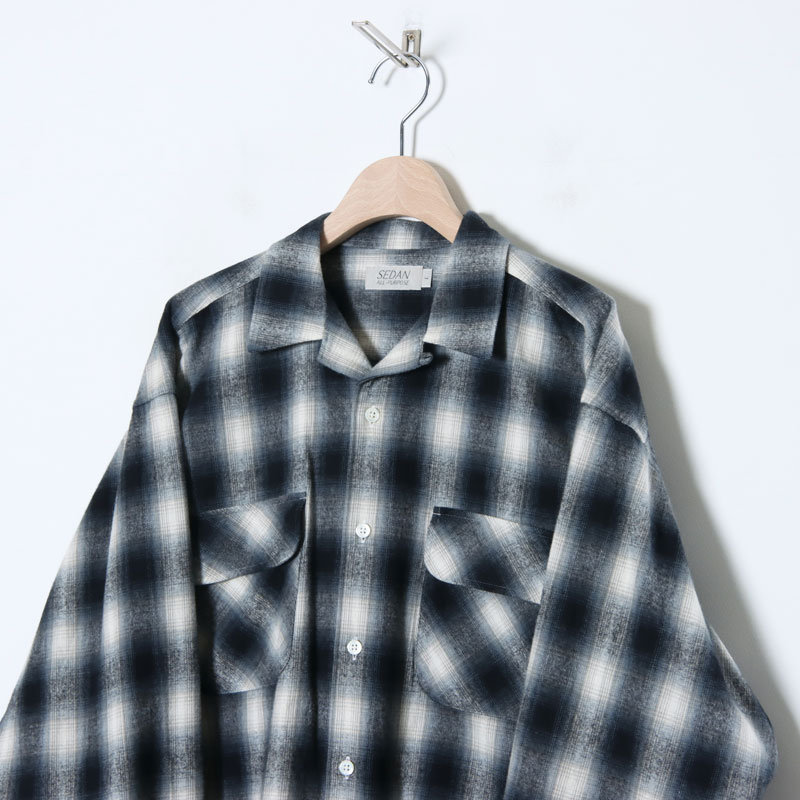 SEDAN ALL-PURPOSE (セダンオールパーパス) Brushed Ombre Plaid Open Collar Shirt /  ブラッシュドオンブレプレイドオープンカラーシャツ