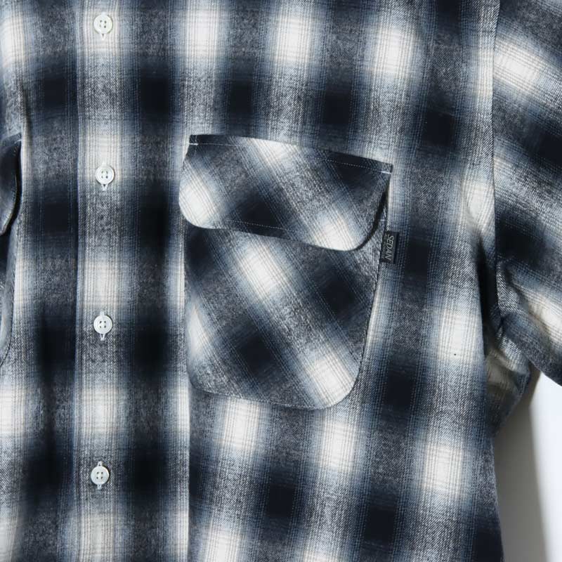 SEDAN ALL-PURPOSE (セダンオールパーパス) Brushed Ombre Plaid Open Collar Shirt /  ブラッシュドオンブレプレイドオープンカラーシャツ