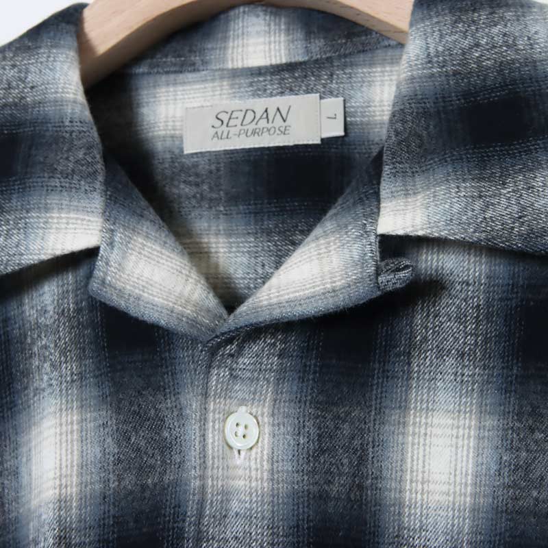 SEDAN ALL-PURPOSE (セダンオールパーパス) Brushed Ombre Plaid Open Collar Shirt /  ブラッシュドオンブレプレイドオープンカラーシャツ