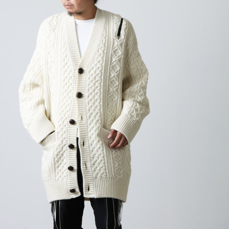 TAKAHIROMIYASHITA The Soloist. タカヒロミヤシタザソロイスト カーディガン Double Zip Balloon  Shaped Aran Pattern Cardigan-