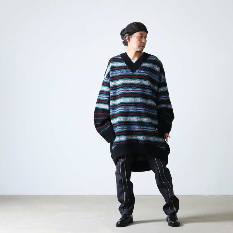 TAKAHIROMIYASHITATheSoloist.(ҥߥ䥷) double zip balloon shaped fair isle pattern sweater