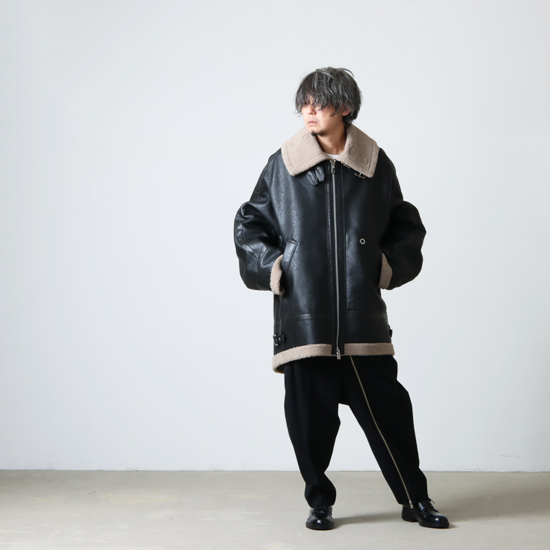 TAKAHIROMIYASHITATheSoloist.(ҥߥ䥷) double zip balloon shaped faux mouton flight jacket