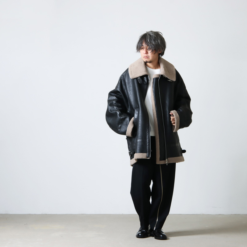 TAKAHIROMIYASHITATheSoloist.(ҥߥ䥷) double zip balloon shaped faux mouton flight jacket