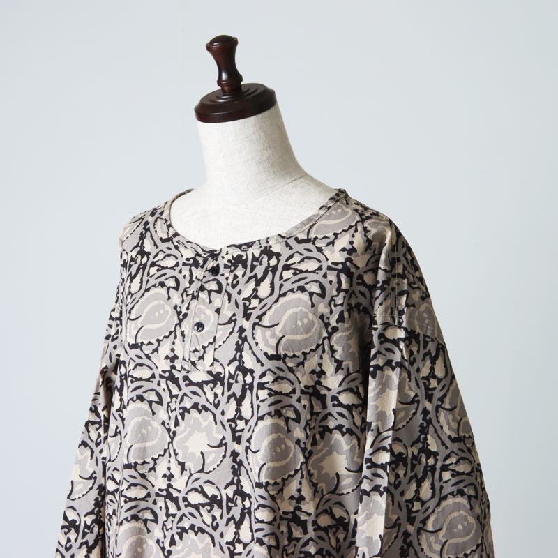 South2 West8(ġȥ) Henley Neck Shirt Dress - Batik Pt. / Botanical