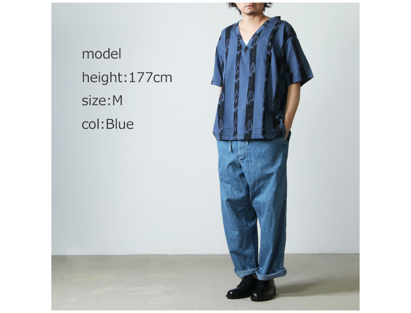 South2 West8 (サウスツーウエストエイト) S/S V Neck Shirt - Ikat