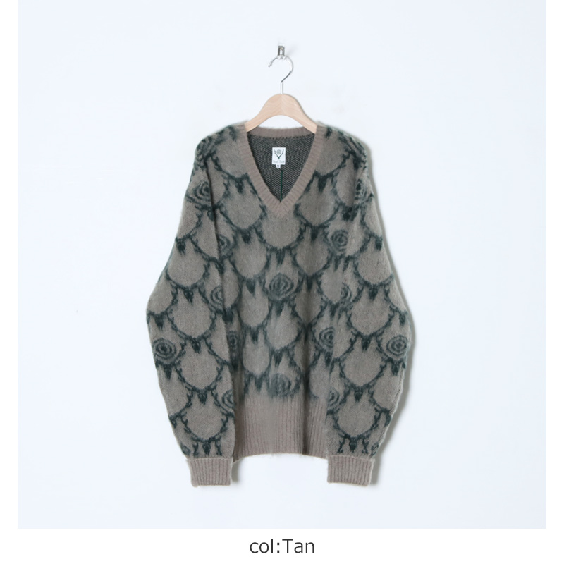 South2 West8 (サウスツーウエストエイト) Loose Fit V Neck Sweater - Skull Target /  ルーズフィットVネックセーター