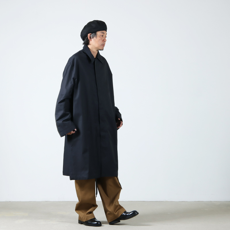 値下可STUDIO NICHOLSON NAVY COTTON COAT コート柄デザイン無地