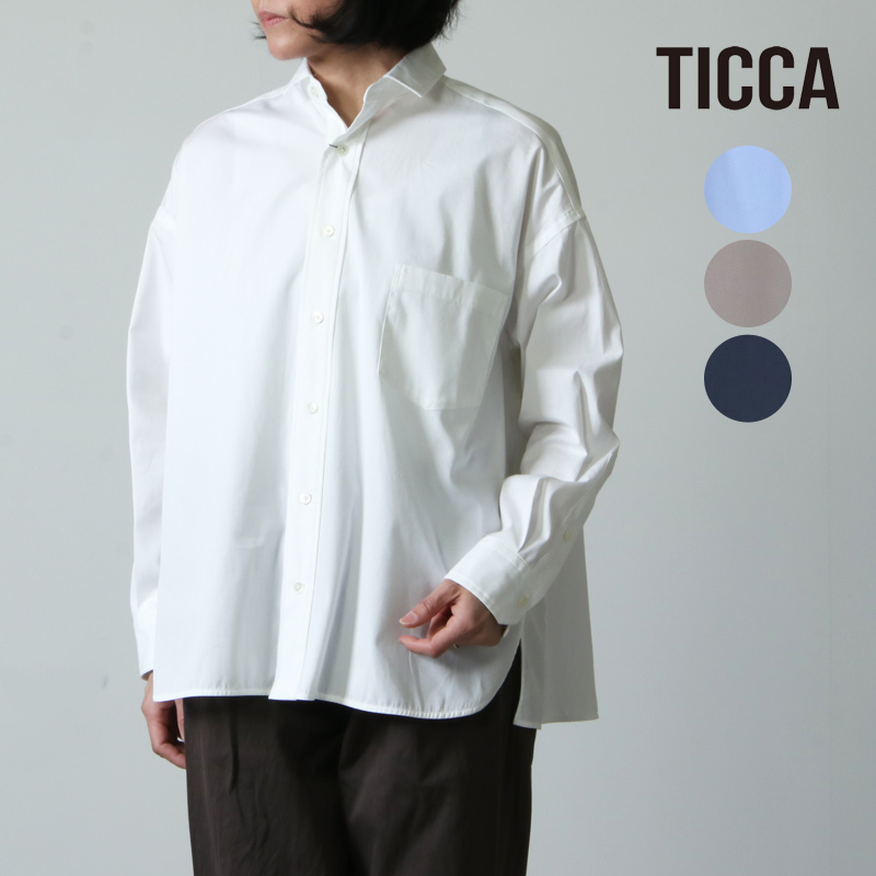 特化した-TICCA -• TICCA ティッカ リネンスキッパーシャツ 白 ワイド