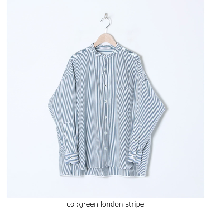 TICCA (ティッカ) ノーカラースクエアビッグシャツ london stripe