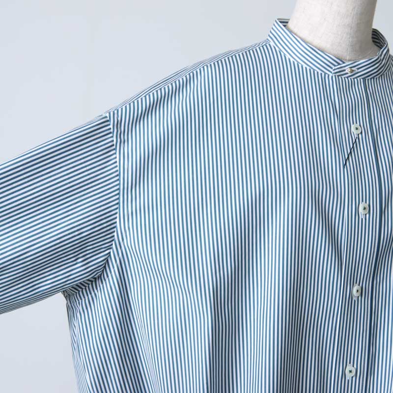 TICCA (ティッカ) ノーカラースクエアビッグシャツ london stripe