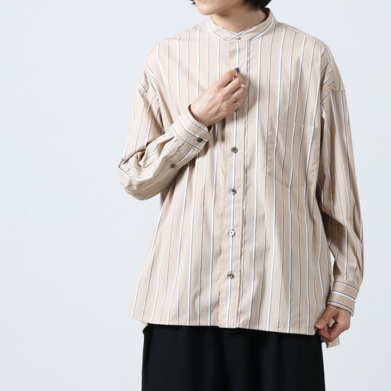 TICCA (ティッカ) ノーカラースクエアビッグシャツ stripe