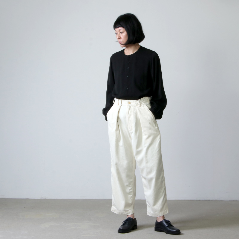 unfil (アンフィル) raw silk denim cropped pants / ローシルクデニム
