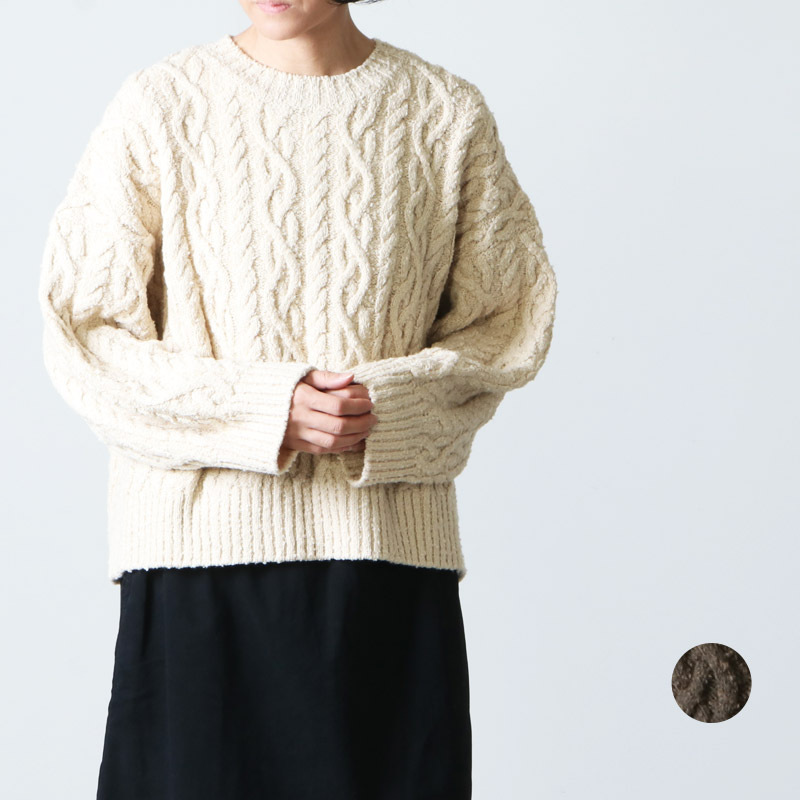unfil (ե) french merino&cotton boucle cable-knit sweater / եΥåȥ֡쥫֥˥åȥ