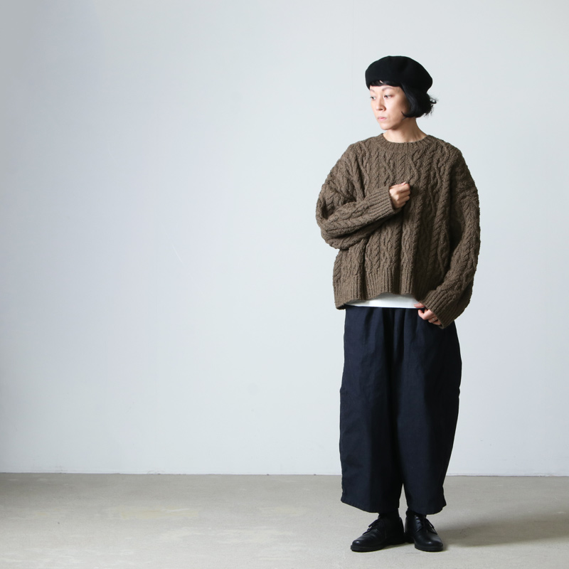 unfil(ե) french merino&cotton boucle cable-knit sweater