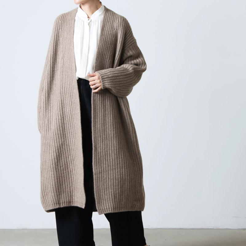 unfil (アンフィル) cashmere chunky ribbed-knit coat / カシミヤチャンキーリブニットコート