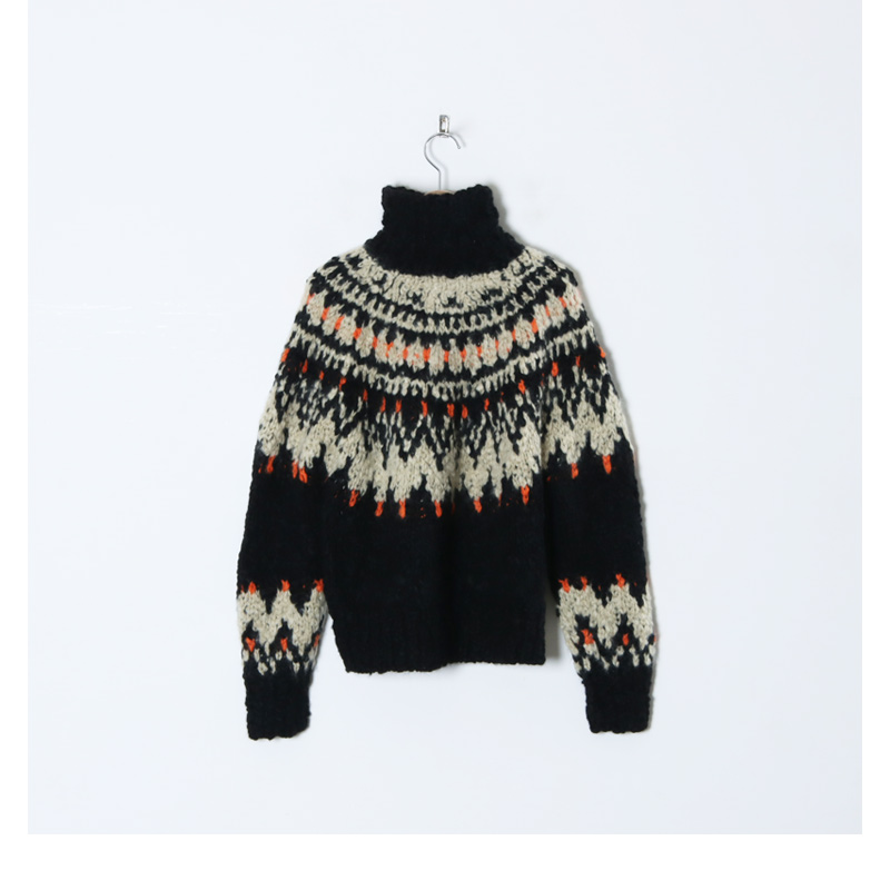unfil (アンフィル) cashmere blend hand-knit sweater / カシミヤ 