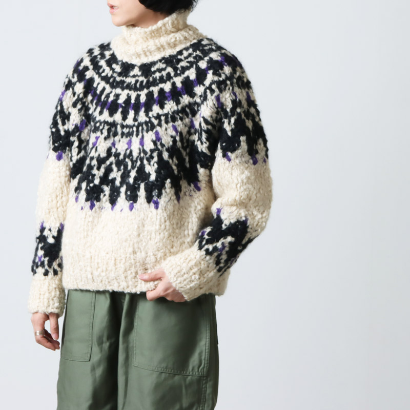 unfil (アンフィル) cashmere blend hand-knit sweater / カシミヤブレンドハンドニットセーター