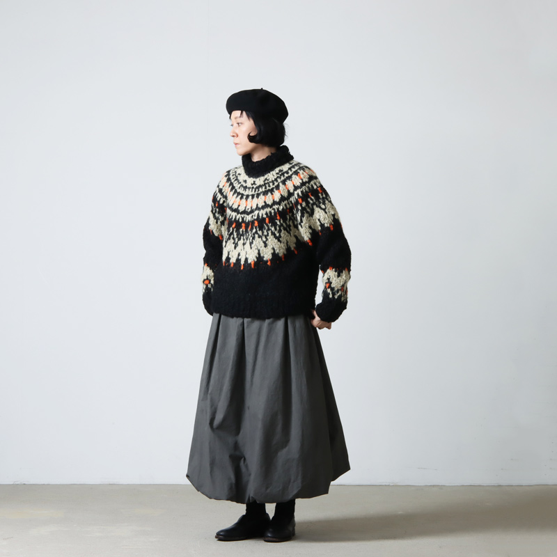unfil (アンフィル) cashmere blend hand-knit sweater / カシミヤ