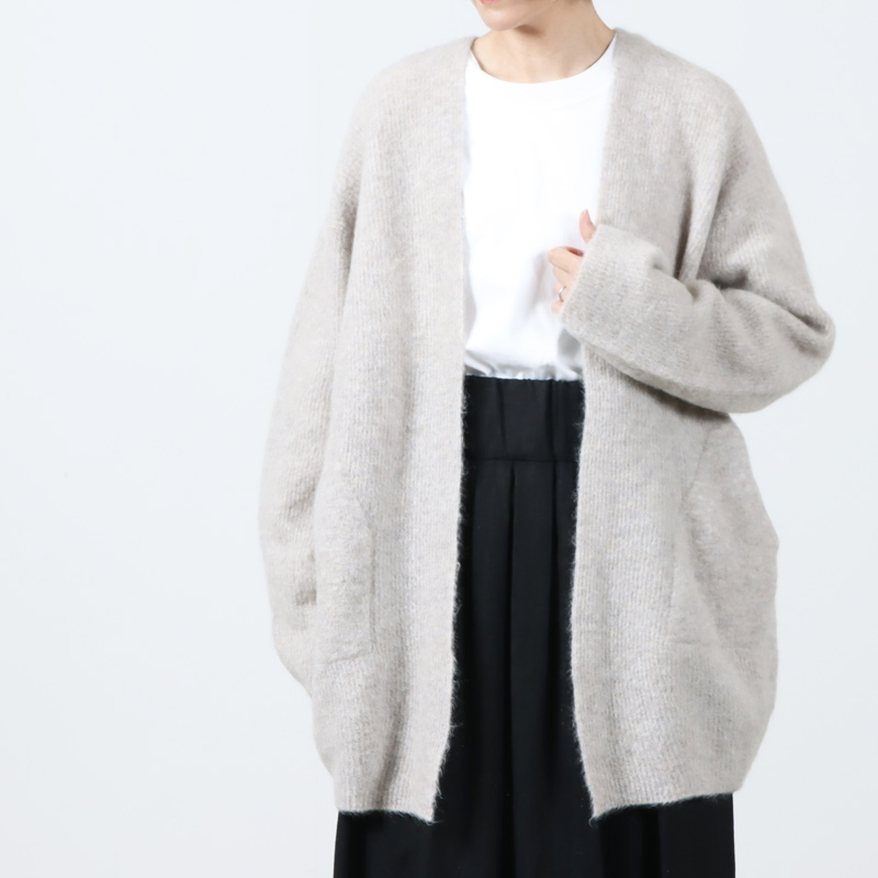 unfil (アンフィル) stretch superkid mohair cardigan / ストレッチ