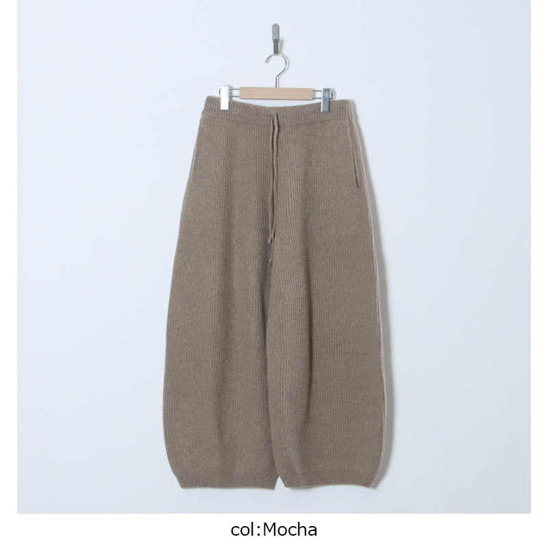 unfil(ե) woolen cotton & ex.fine lambs wool ribbed-knit wide pants