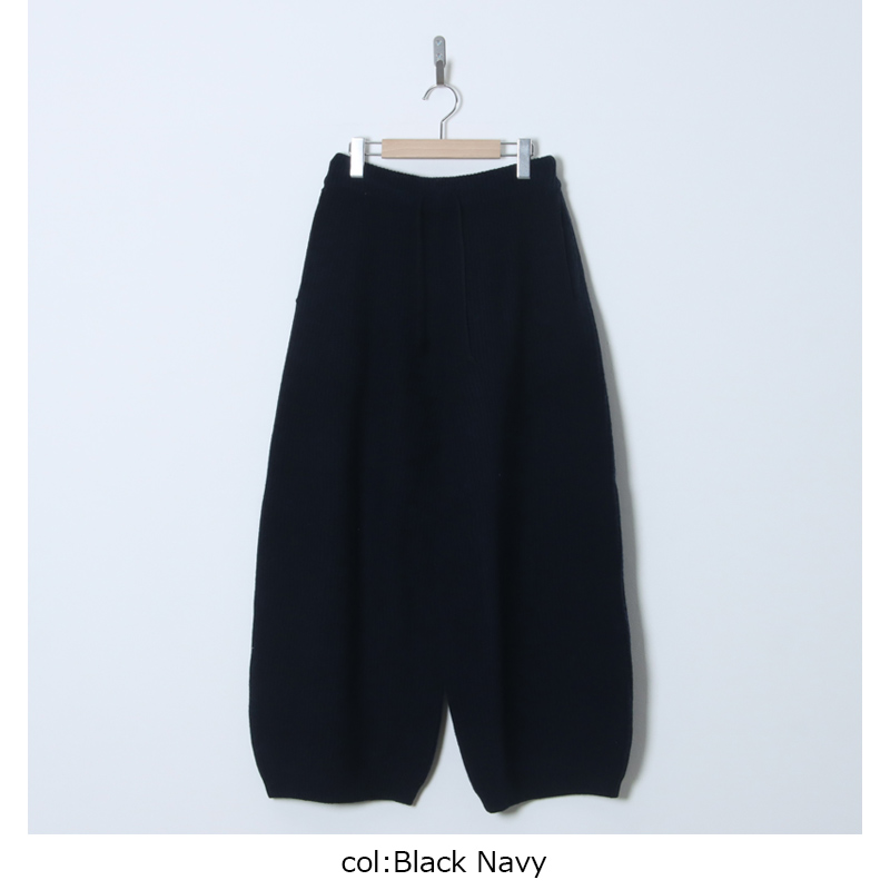 unfil(ե) woolen cotton & ex.fine lambs wool ribbed-knit wide pants