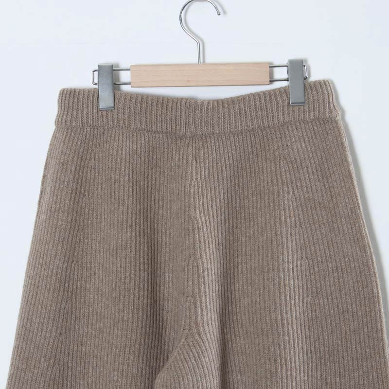 unfil(ե) woolen cotton & ex.fine lambs wool ribbed-knit wide pants