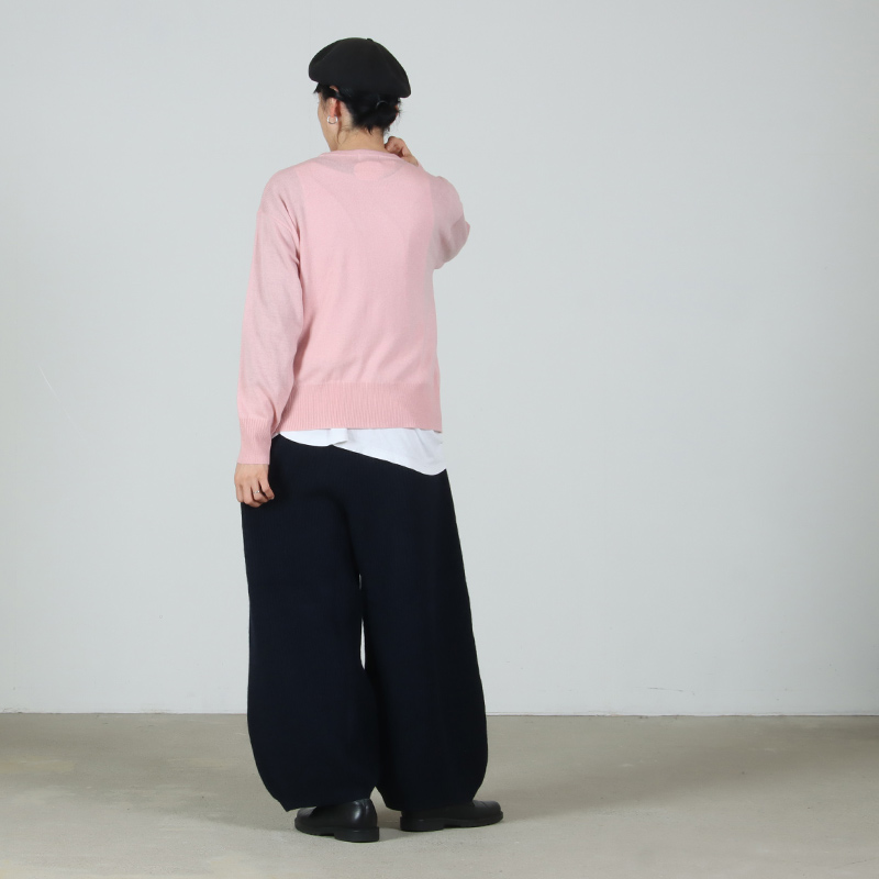 unfil(ե) woolen cotton & ex.fine lambs wool ribbed-knit wide pants