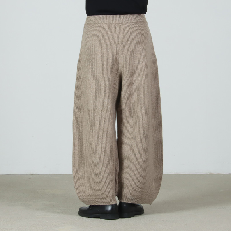 unfil(ե) woolen cotton & ex.fine lambs wool ribbed-knit wide pants